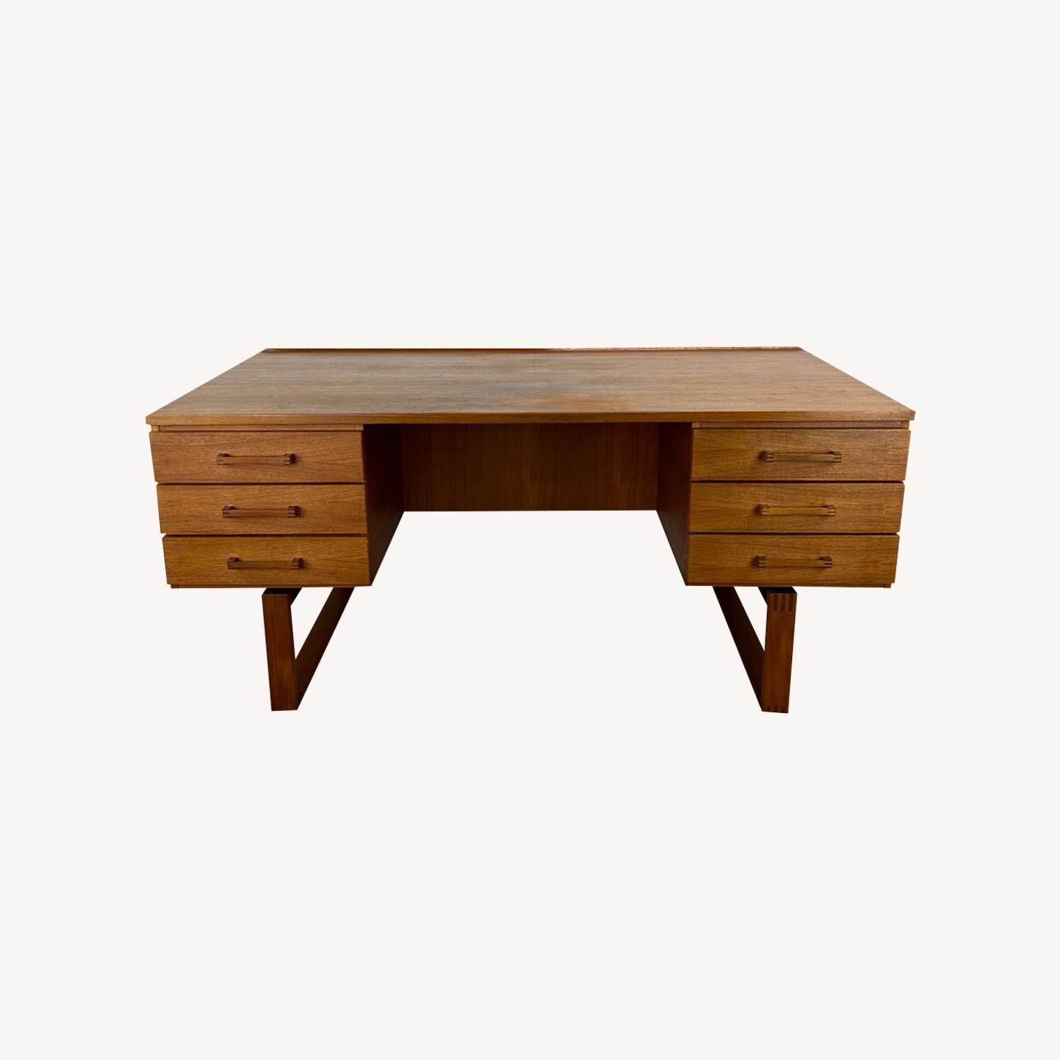Danish Modern Teak Writing Desk with Sled Legs - image-0