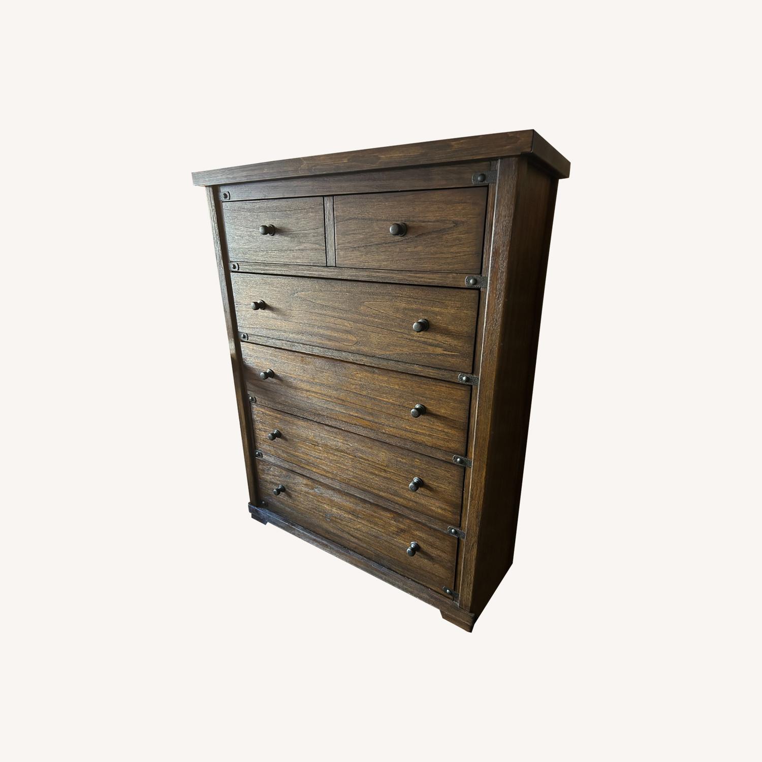 Medium Brown Five Drawer Chest - image-0