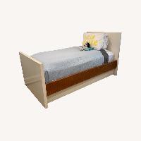 Custom Oak and Painted Wood tTwin Trundle Bed