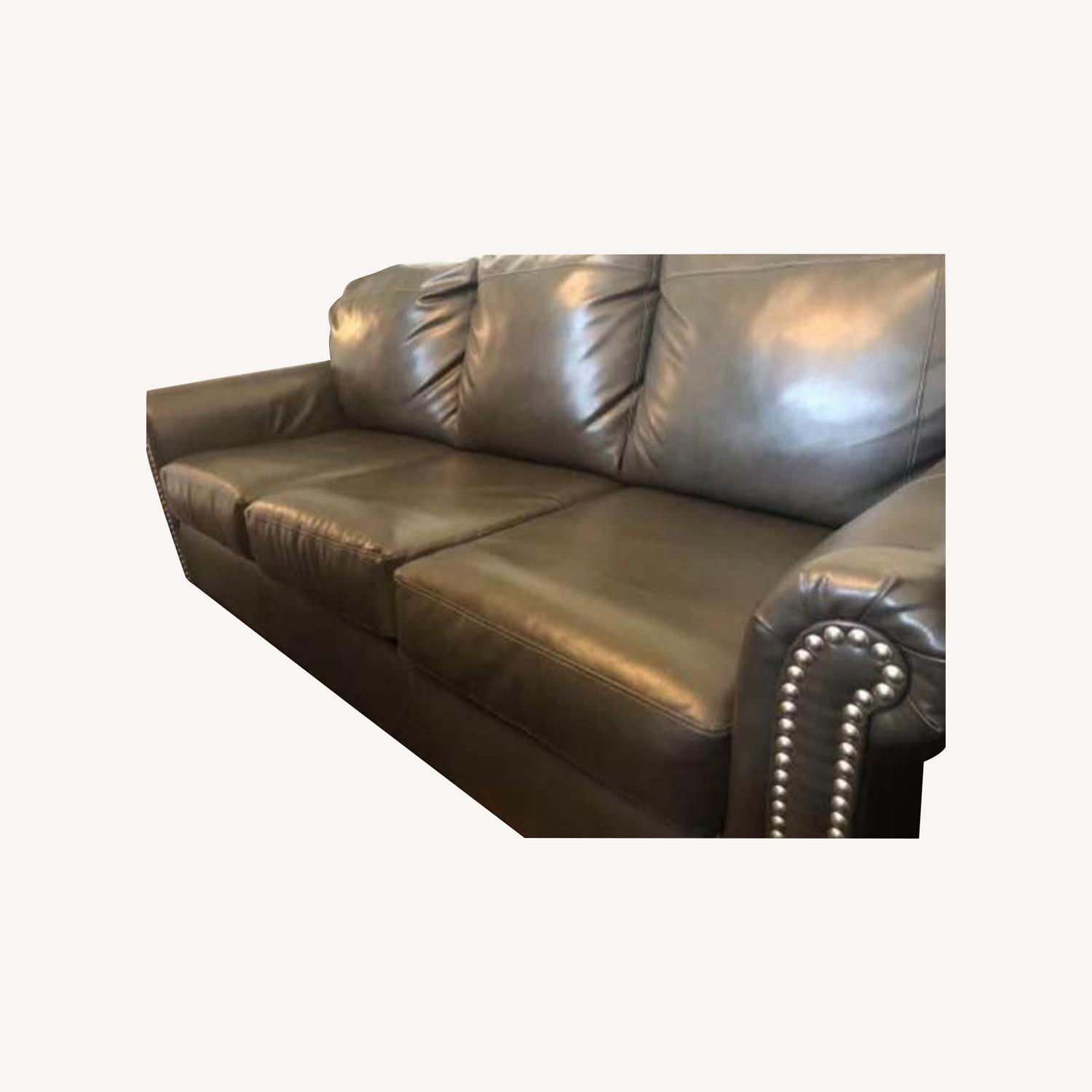 Nailhead Leather Sleeper Sofa - image-0