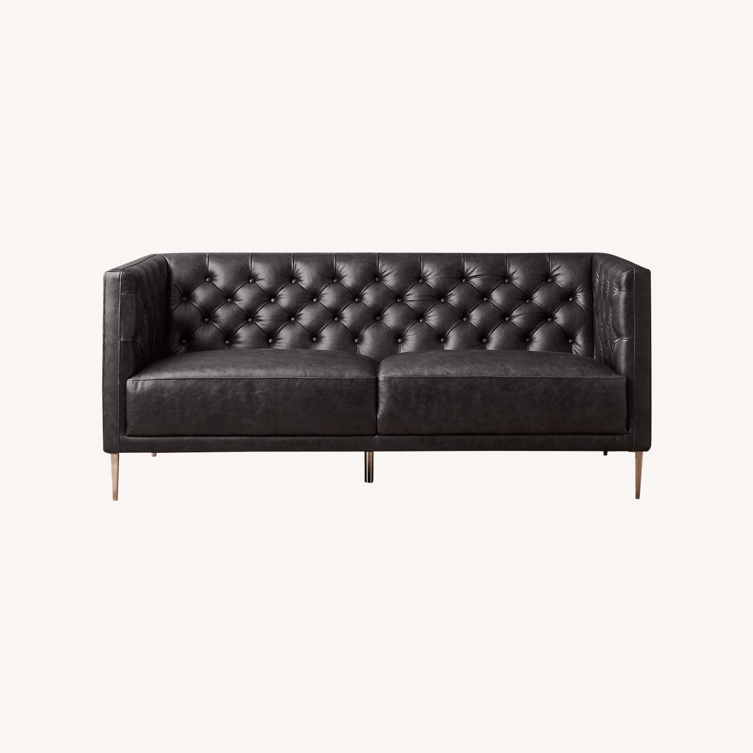 CB2 Savile Leather Tufted Apartment Sofa - image-0
