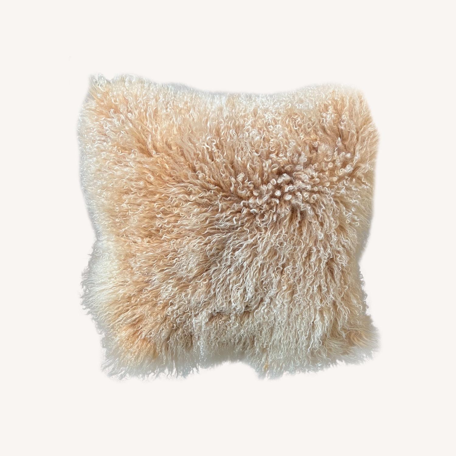 Mongolian SHeepskin Pillow with Feather insert - image-0