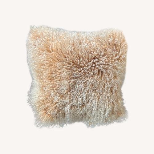 Used Mongolian SHeepskin Pillow with Feather insert for sale on AptDeco