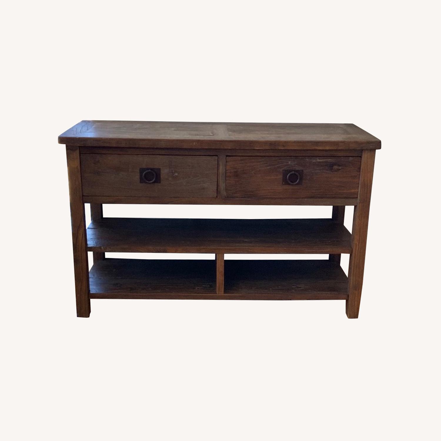 Rustic Media Console Table with Shelfs - image-0