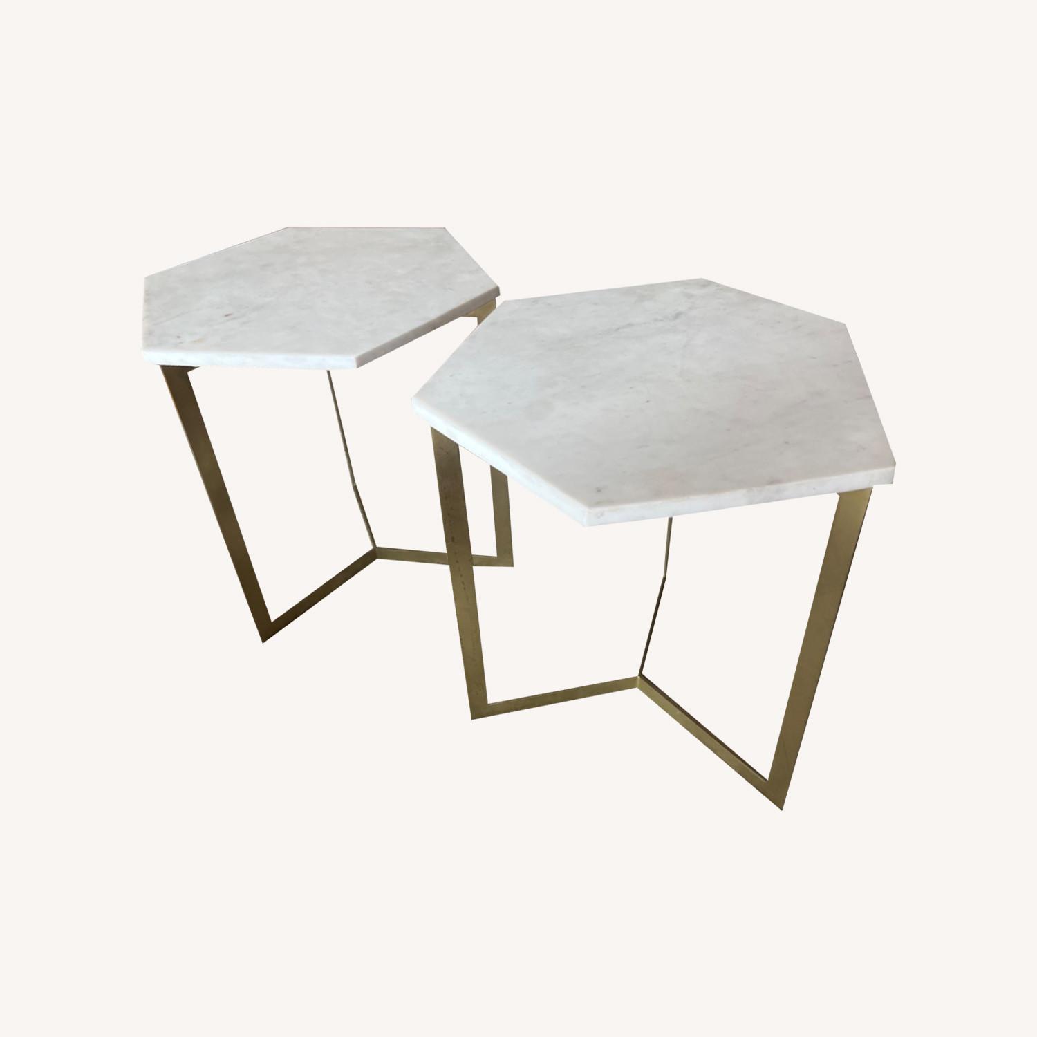 West Elm Marble and Brass Side Table - image-0