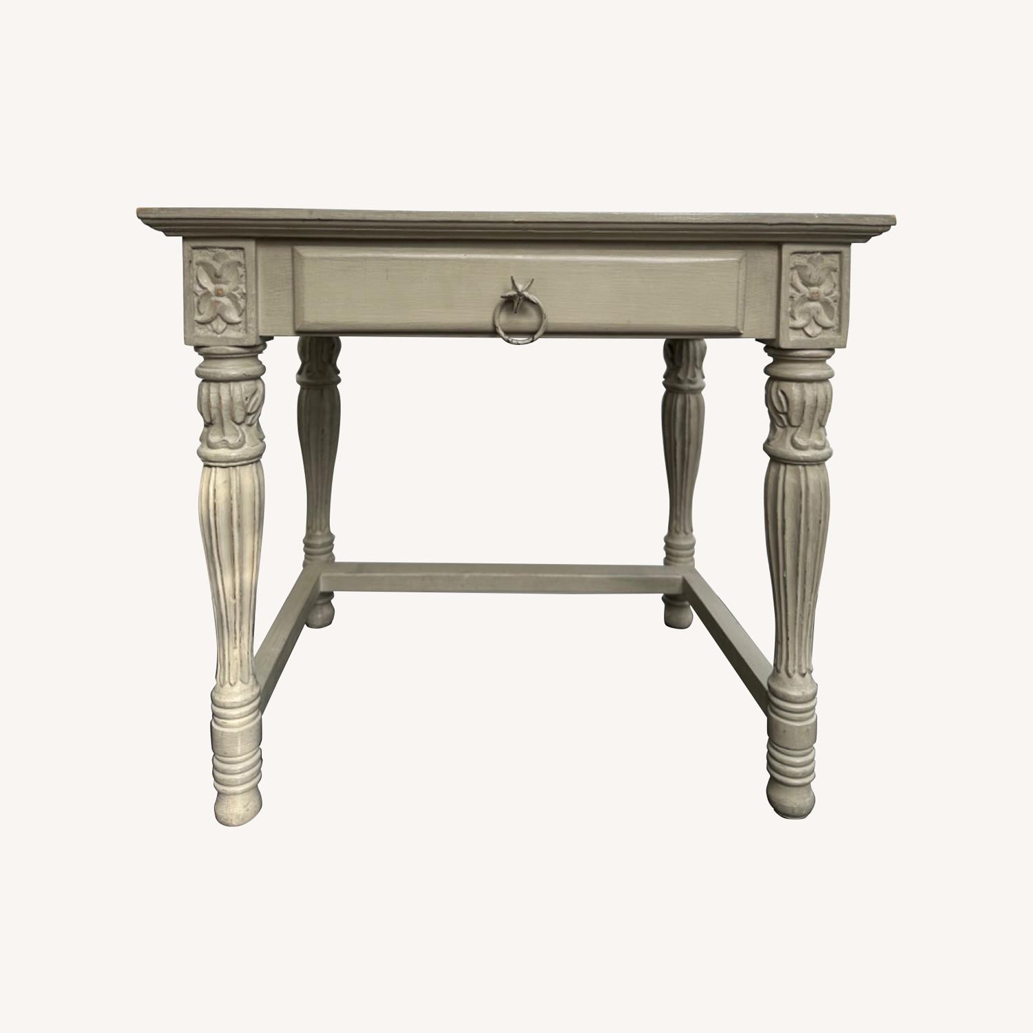 Gray Side Table with Drawer - image-0