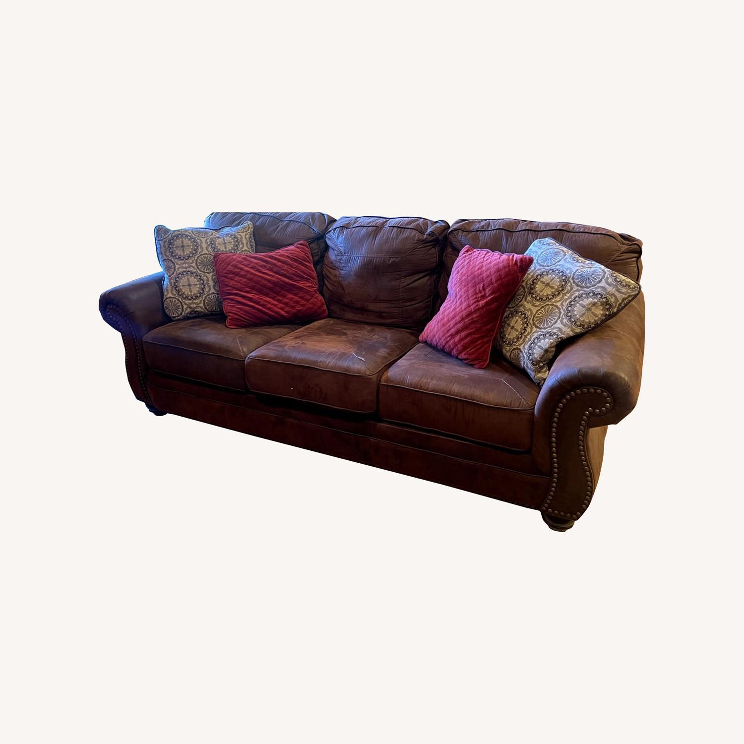 Brown Sleeper Sofa Couch - image-0
