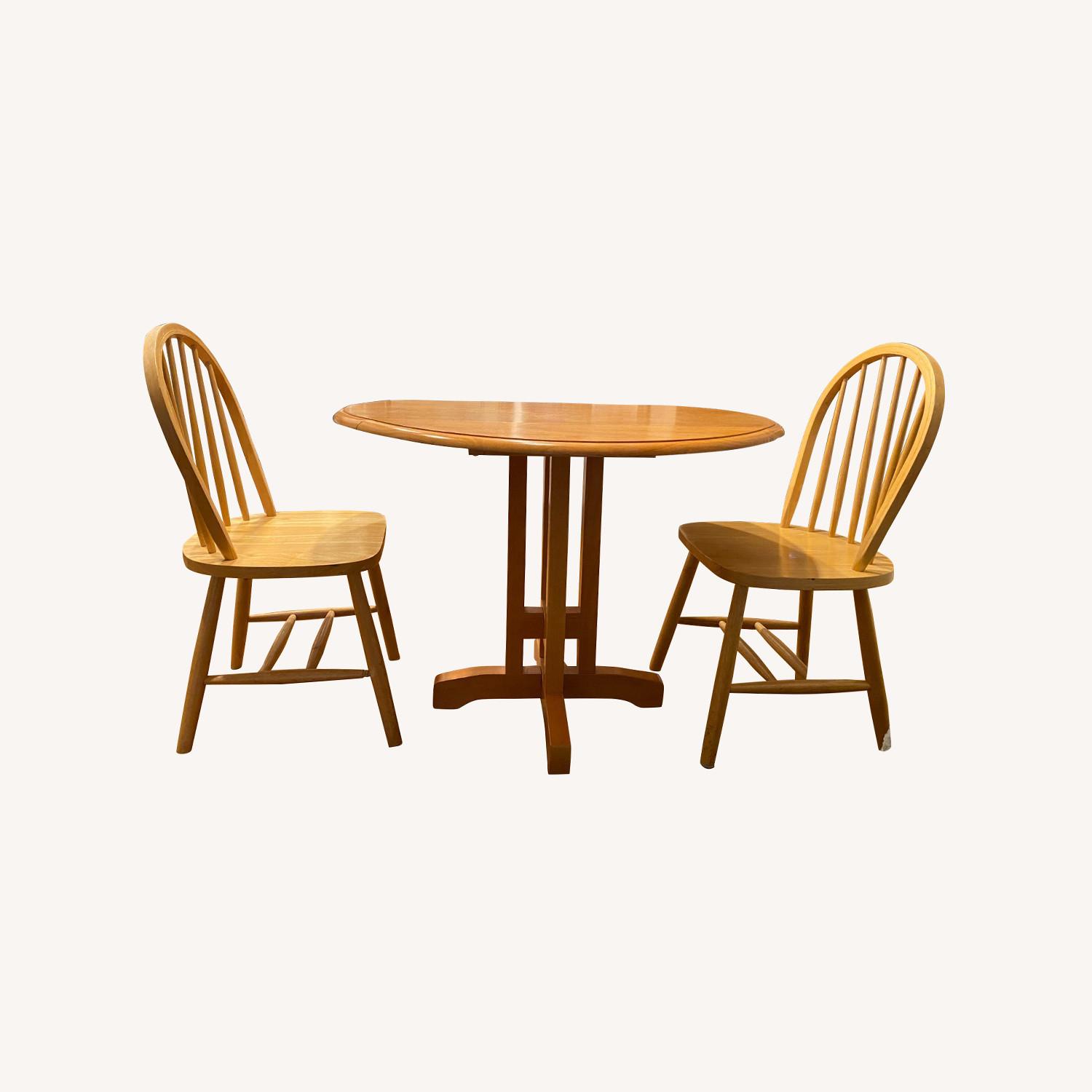 Wood Set Table and Two Chairs AptDeco