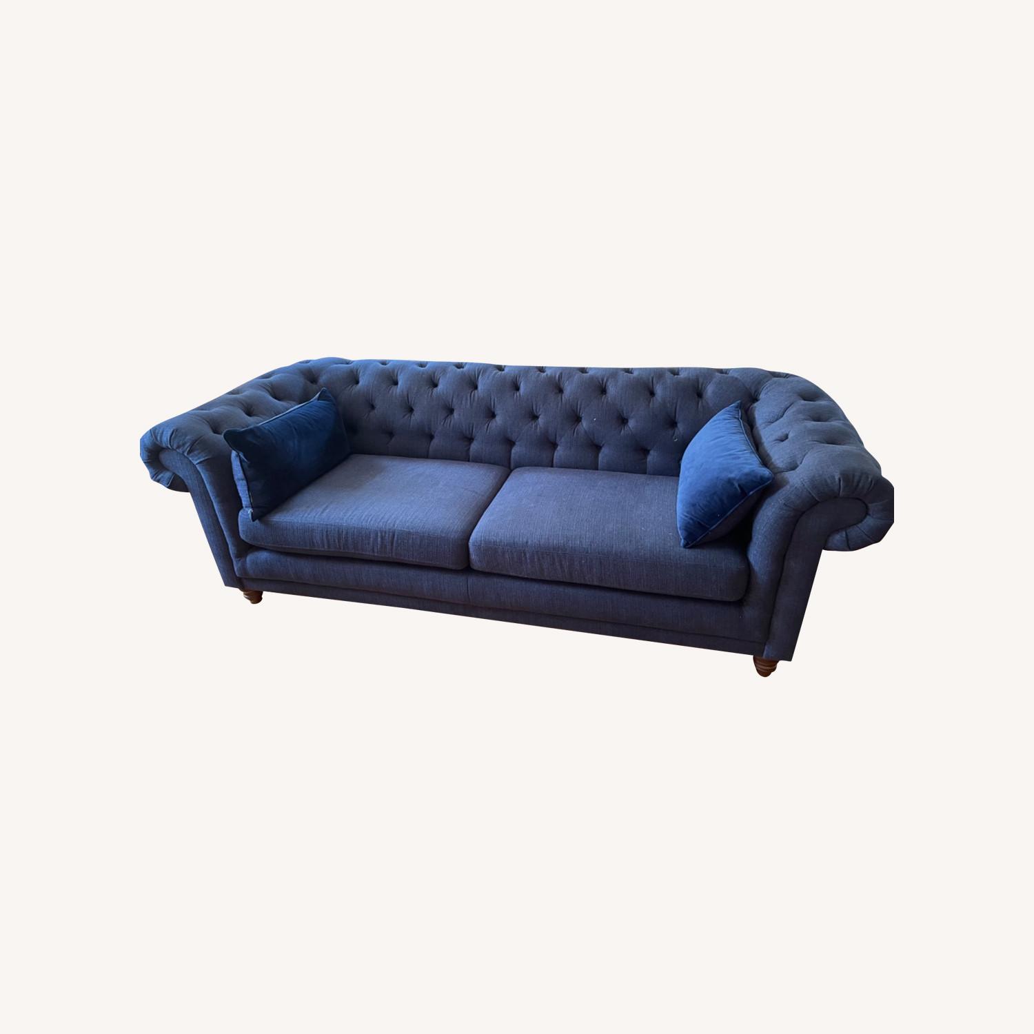 Navy Chesterfield Sofa - image-0
