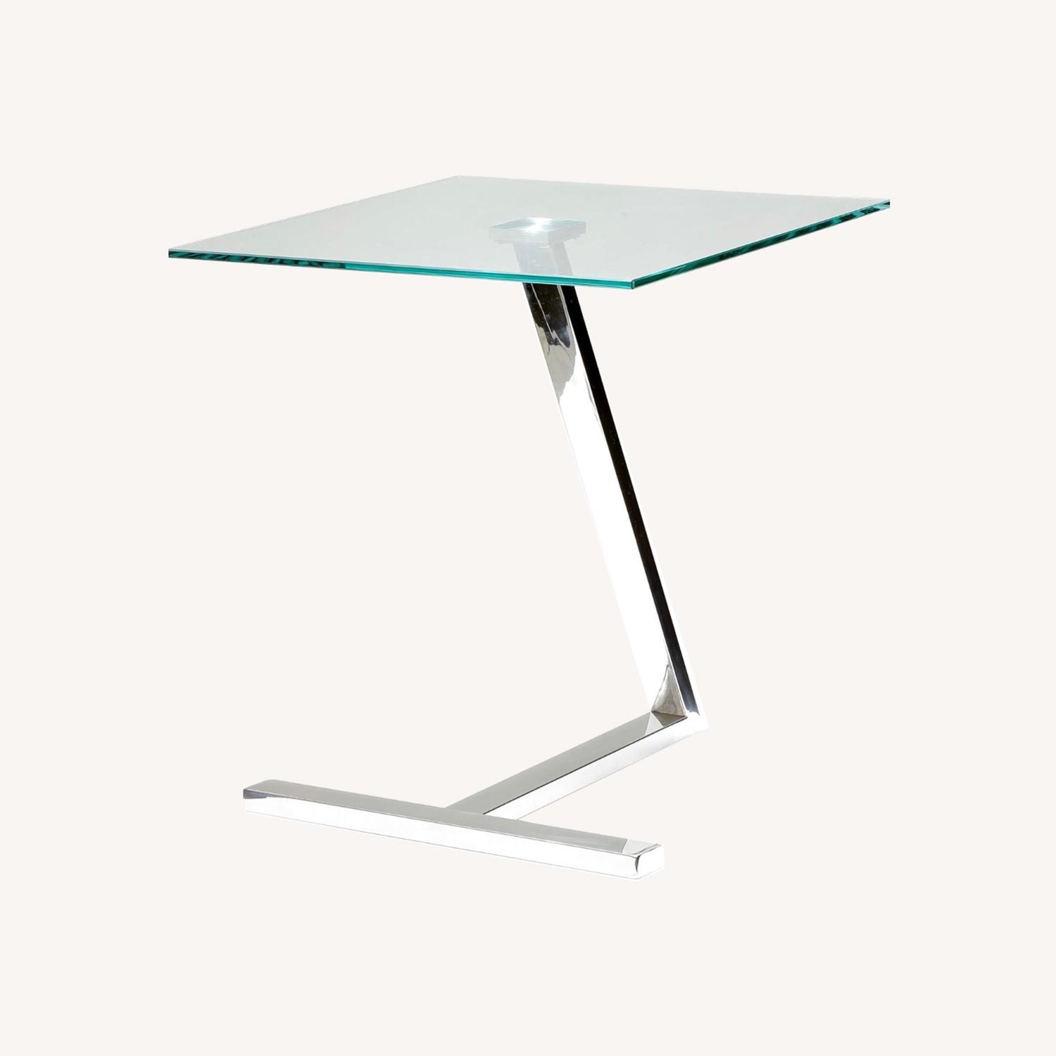 Cortesi Home Modern Glass Zig Zag End Table - image-0