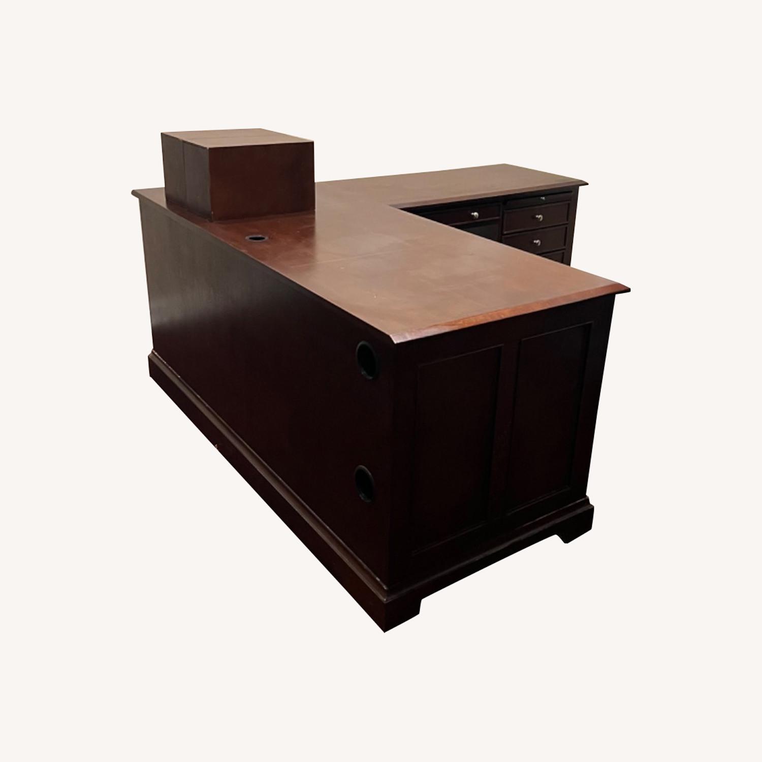 Cherry Hardwood L-Shaped Executive Desk - image-0