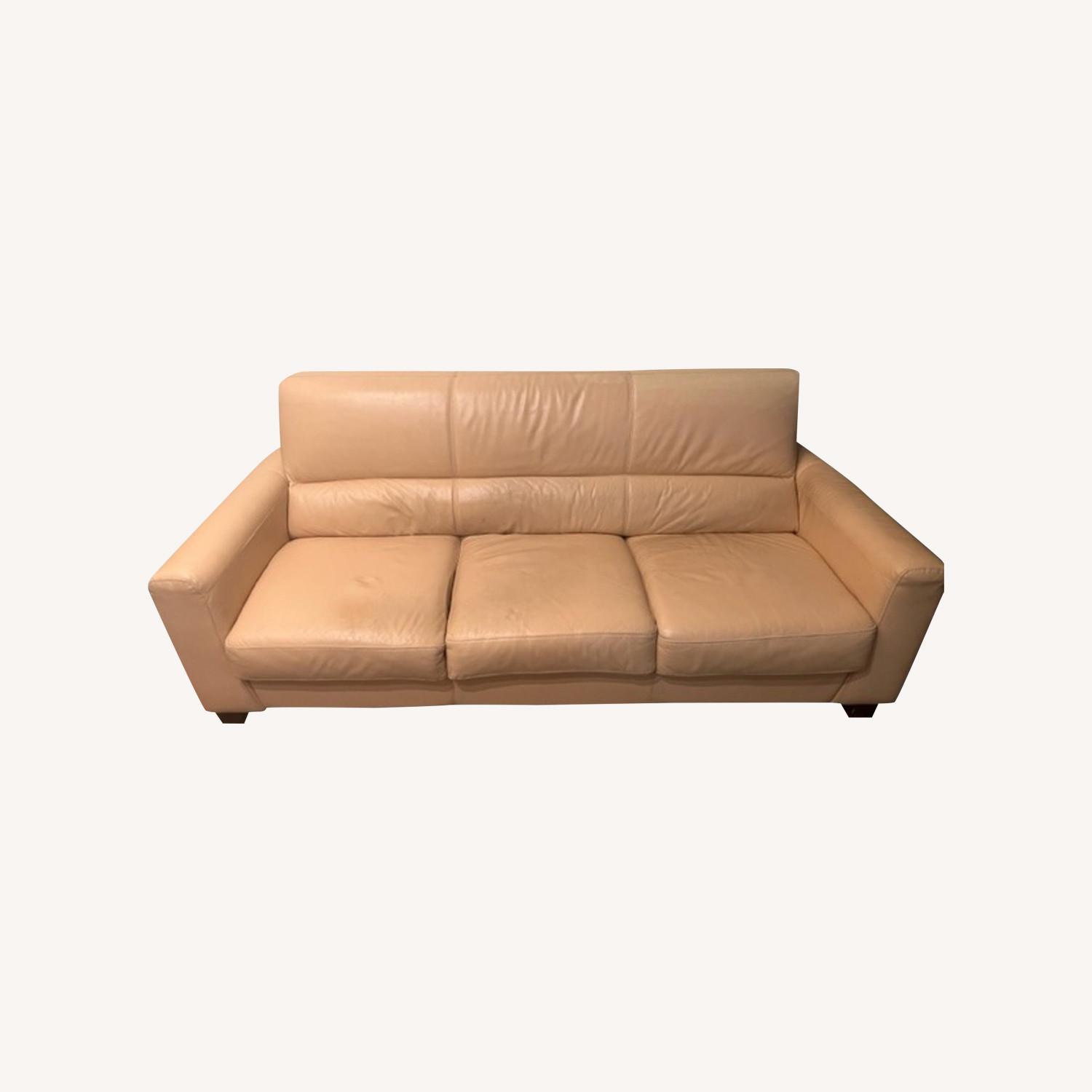 Light Yellow Leather Couch AptDeco