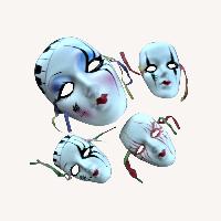 4 Mardi Gras Masks Hand Painted Masquerade Masks