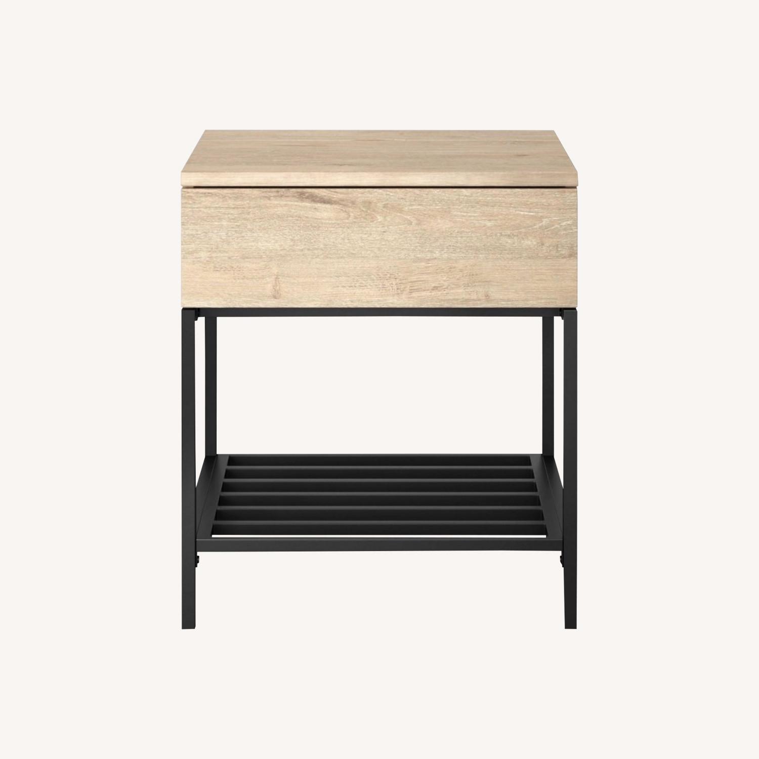 Loring End Table with Charging Station Oak - image-0