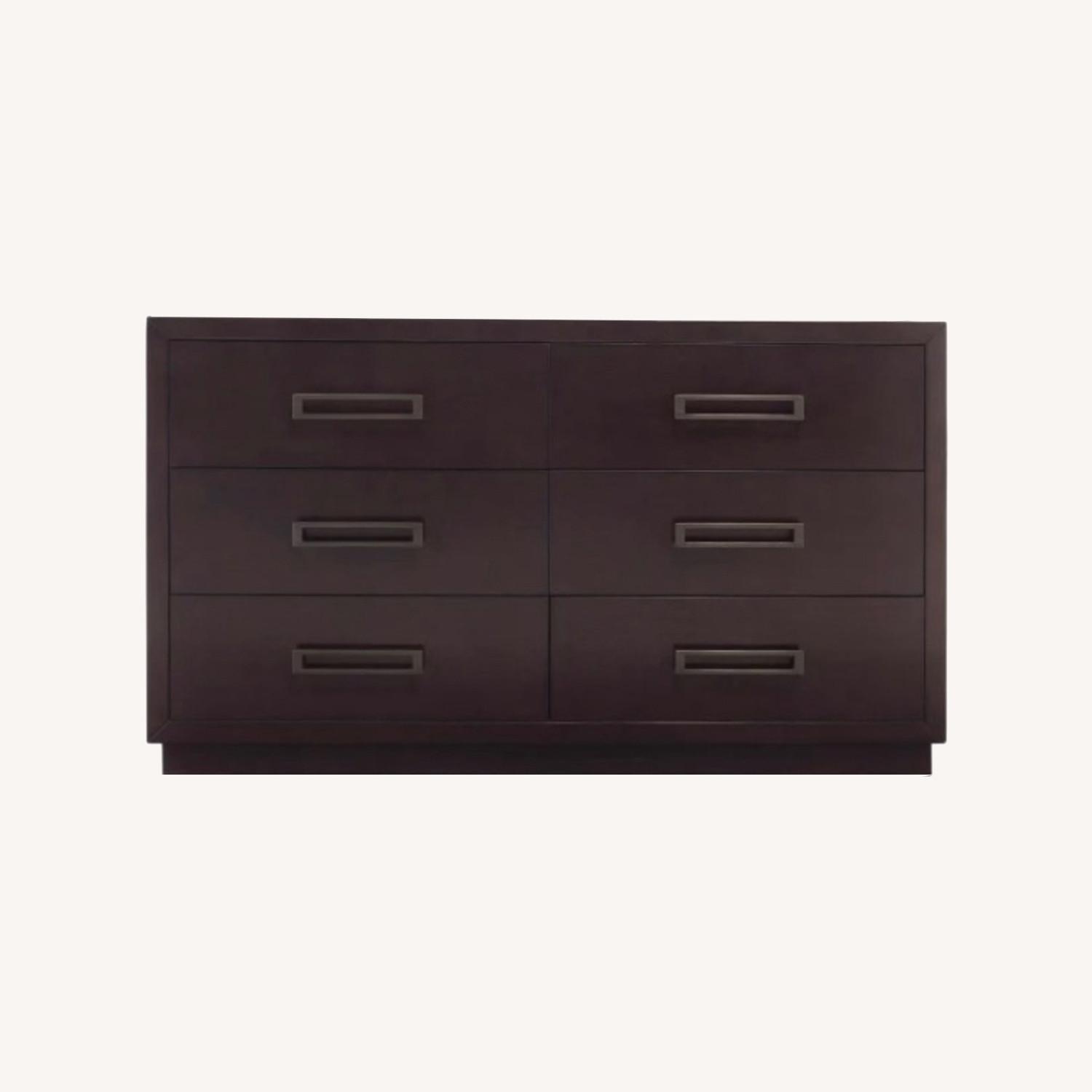 Raymour & Flanigan 6 Draw Dresser Glass Top - image-0