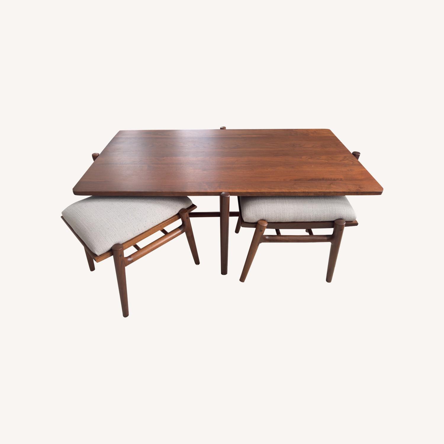 Stickley MCM Coffee Table with Two Matching Stools - image-0