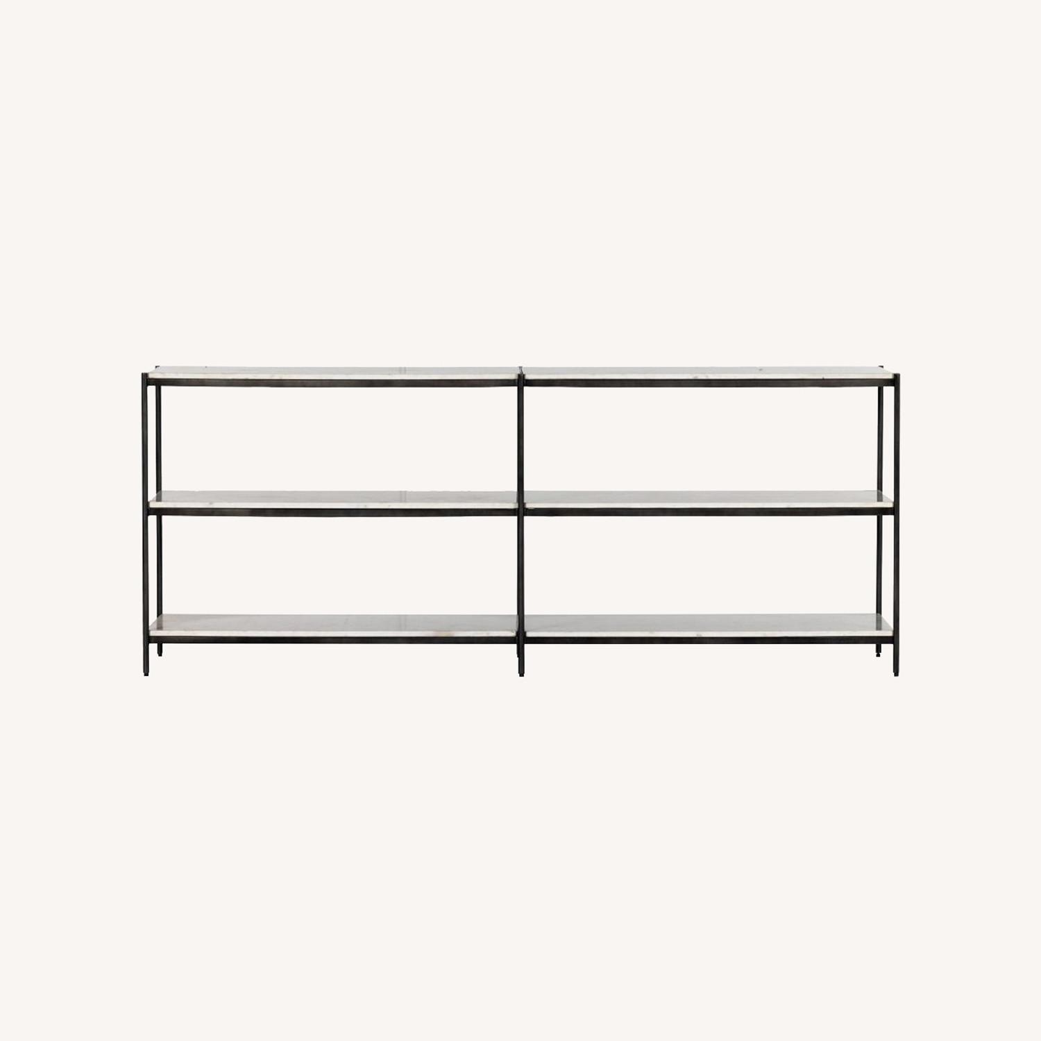 Pottery Barn Black Metal and Marble Shelf AptDeco