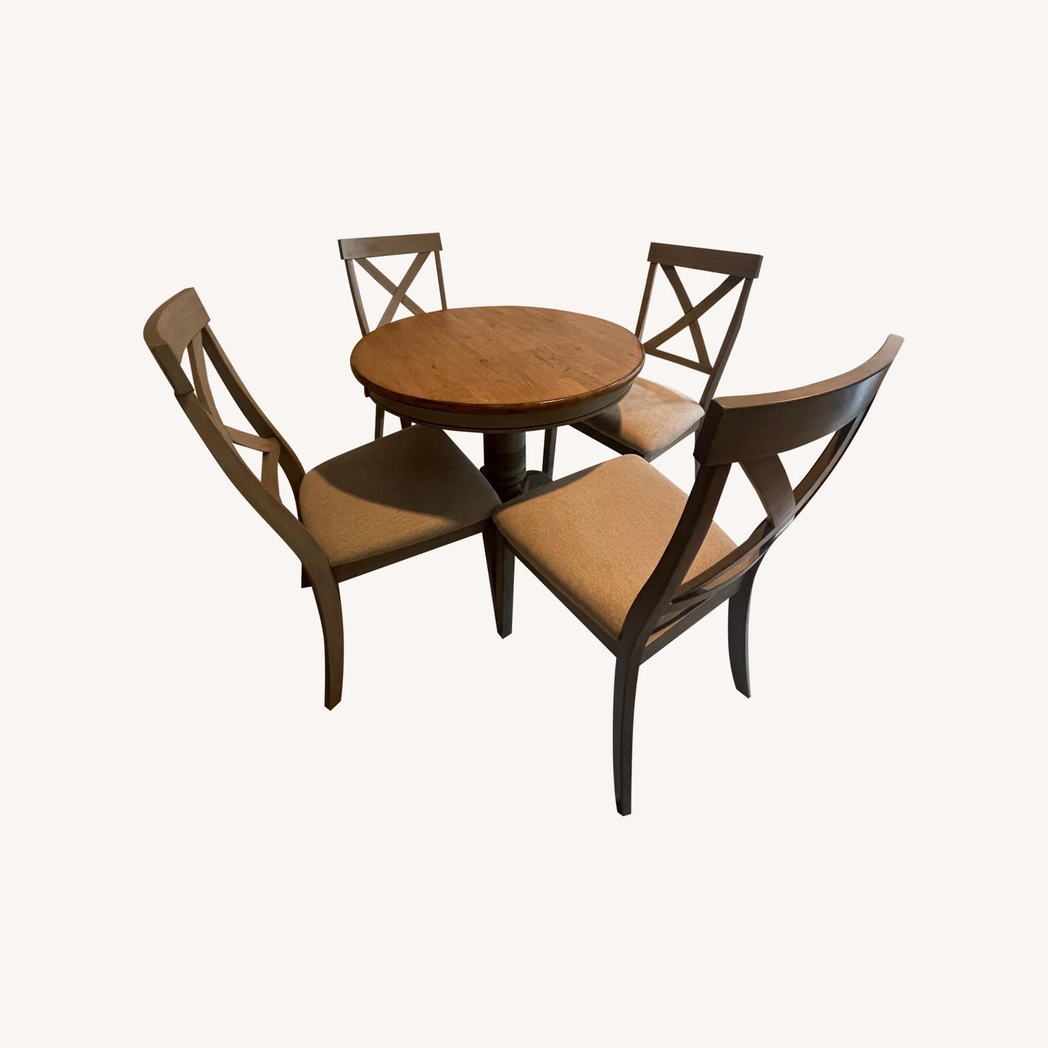 Light Grey Round Wooden Table Dining Set - image-0