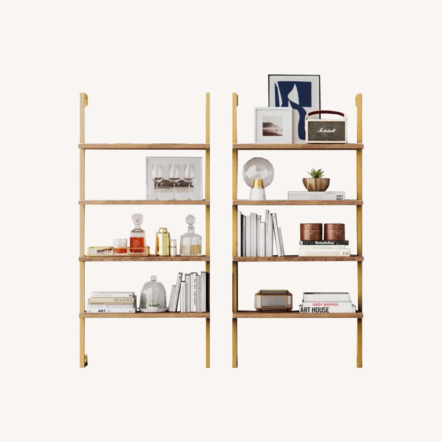Nathan James Gold Wood 4 Shelf Bookcase Set of 2 - image-0