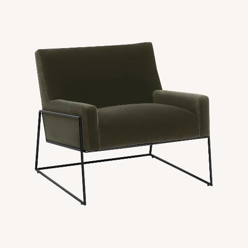 Used Black Steel & Juniper Green Velvet Lounge Chair for sale on AptDeco
