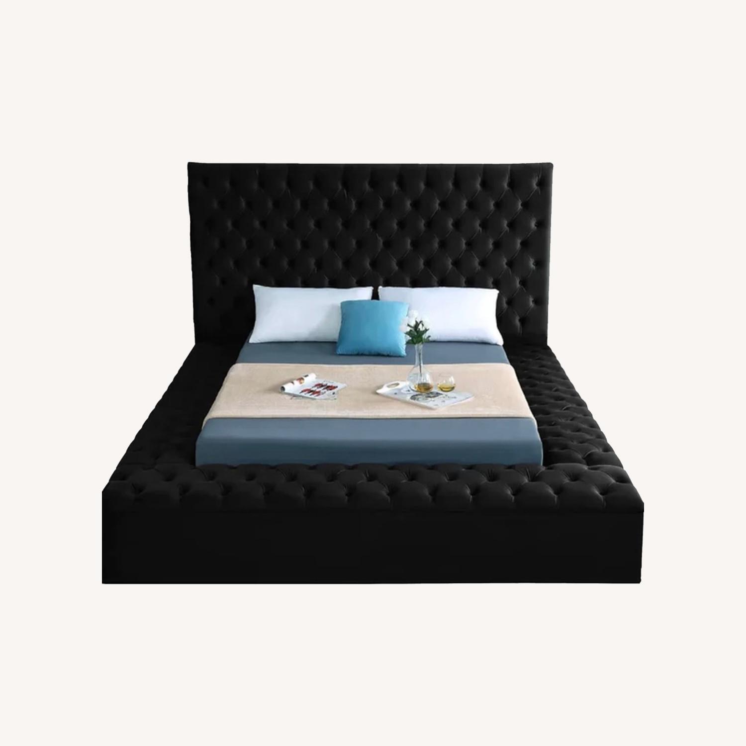 Black King Size Upholstered Storage Bed - image-0