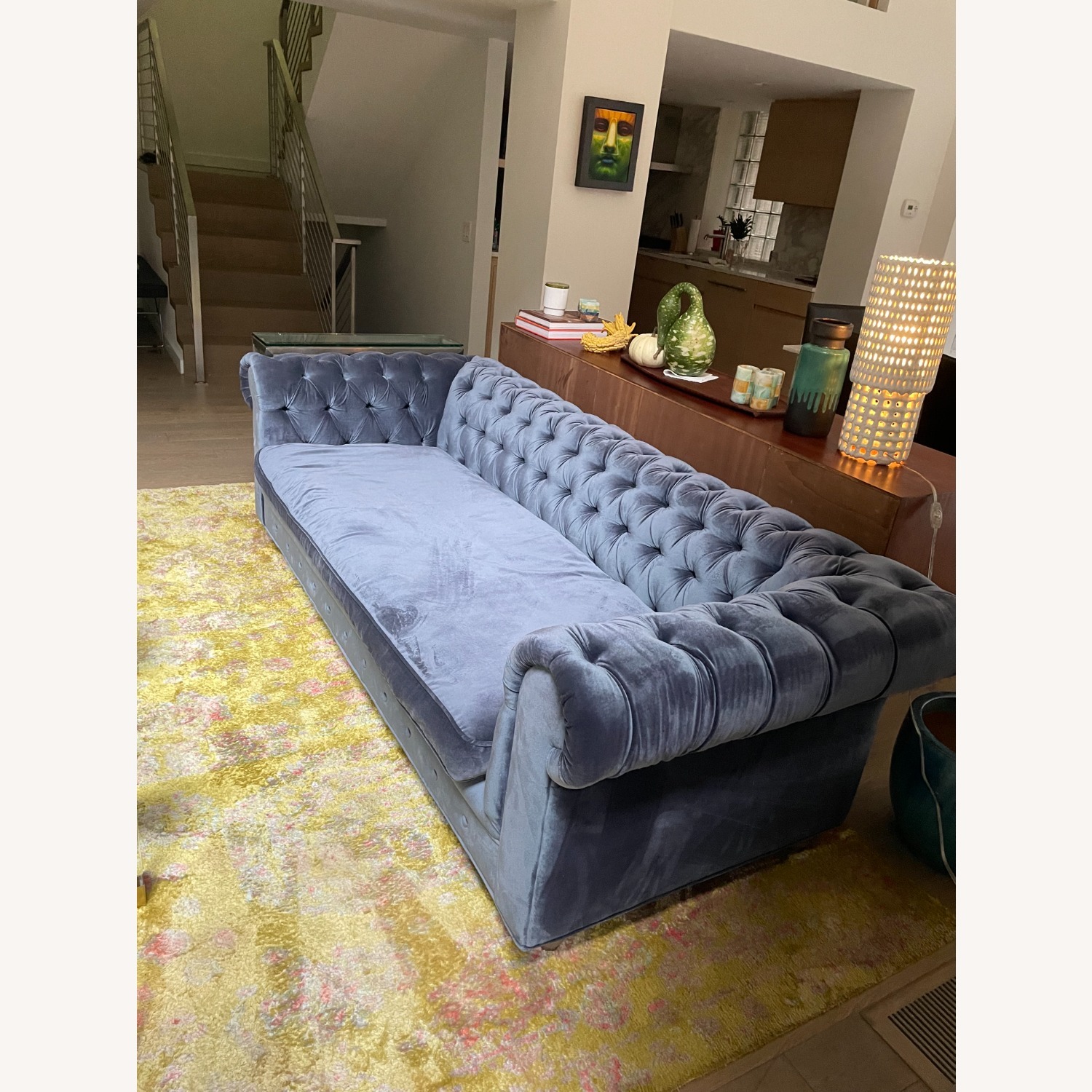 Blue Velvet Chesterfield Sofa - image-4