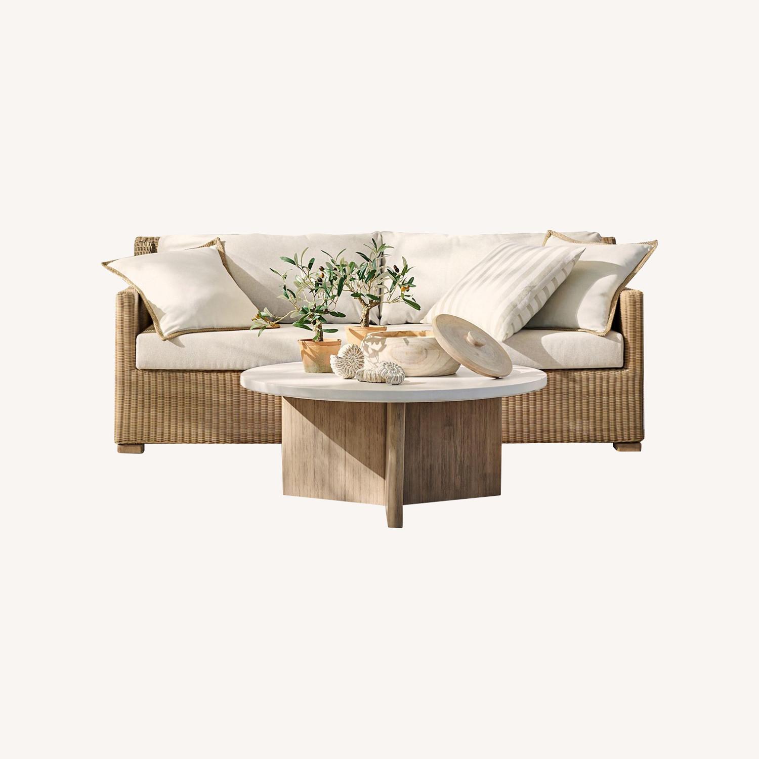 Pottery Barn Hampton Wicker Outdoor Sofa - image-0