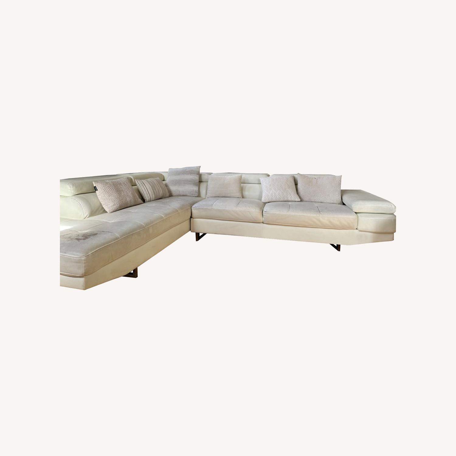 Luxury Faux Leather White Sofa - image-0
