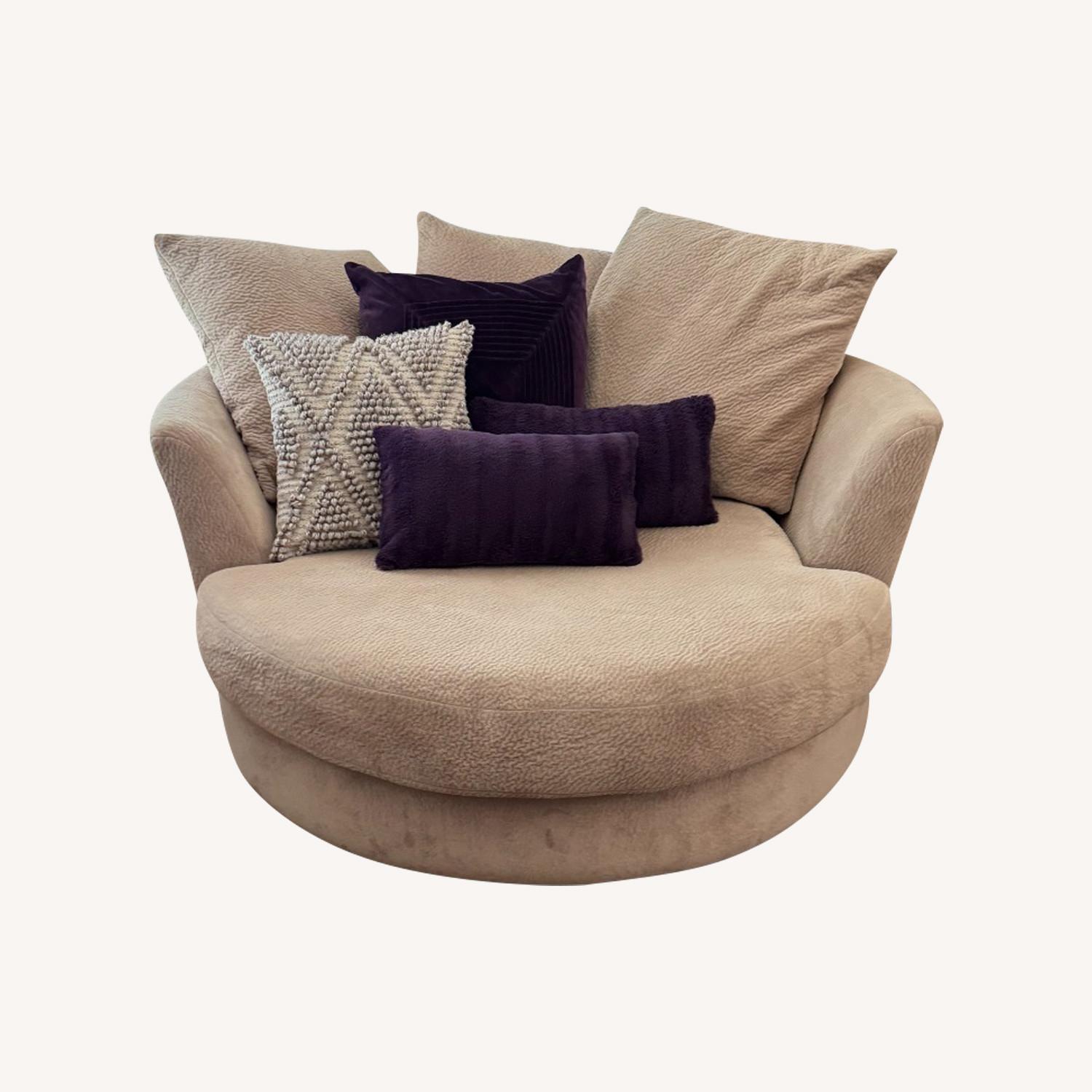 Round Tan Sofa Chair - image-0