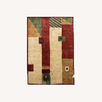 Luxury Modern Hand-Knotted Beige/Rust 6x8 Rug