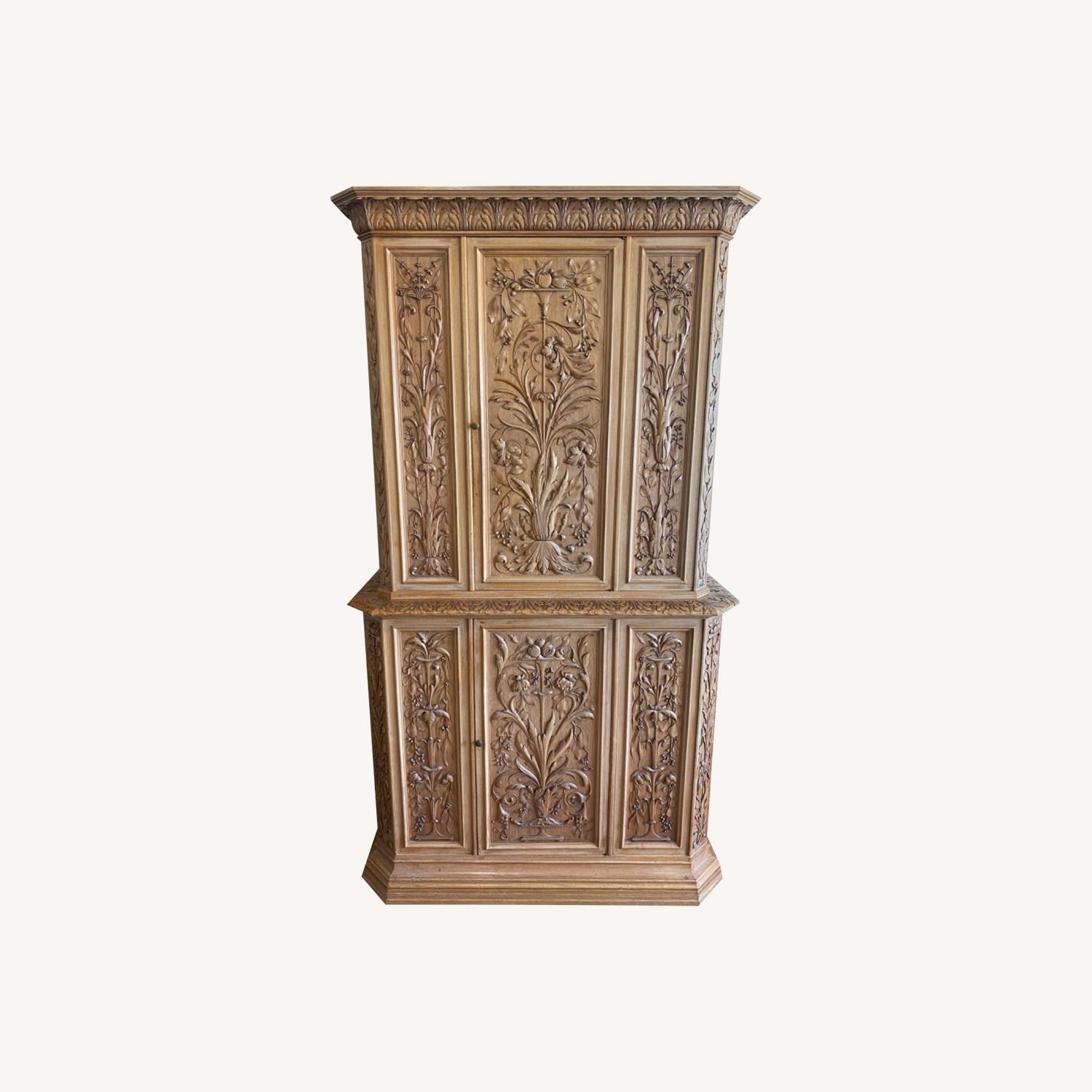 Hand Carved European Walnut Cabinet - image-0