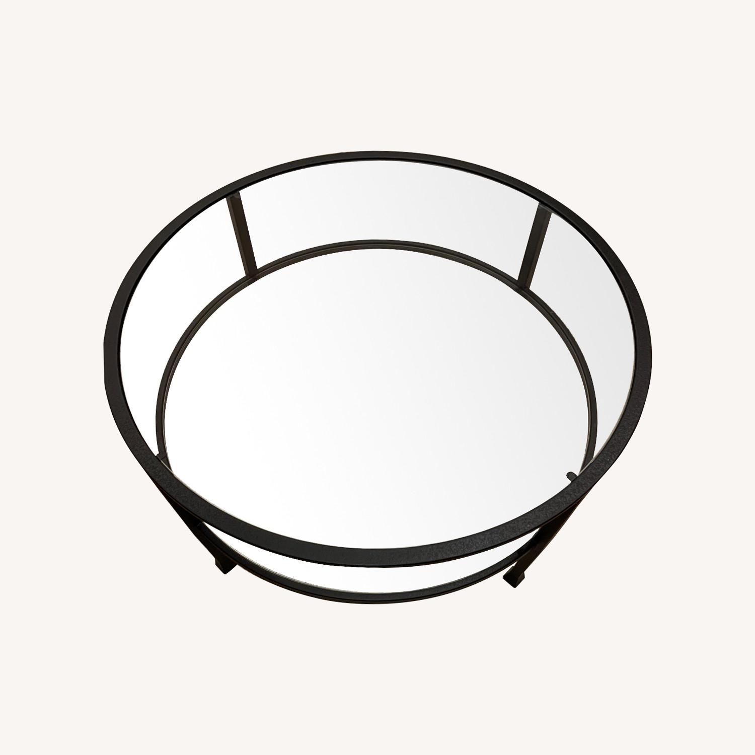 Pottery Barn Tanner Glass and Metal Coffee Table 36 Round - AptDeco
