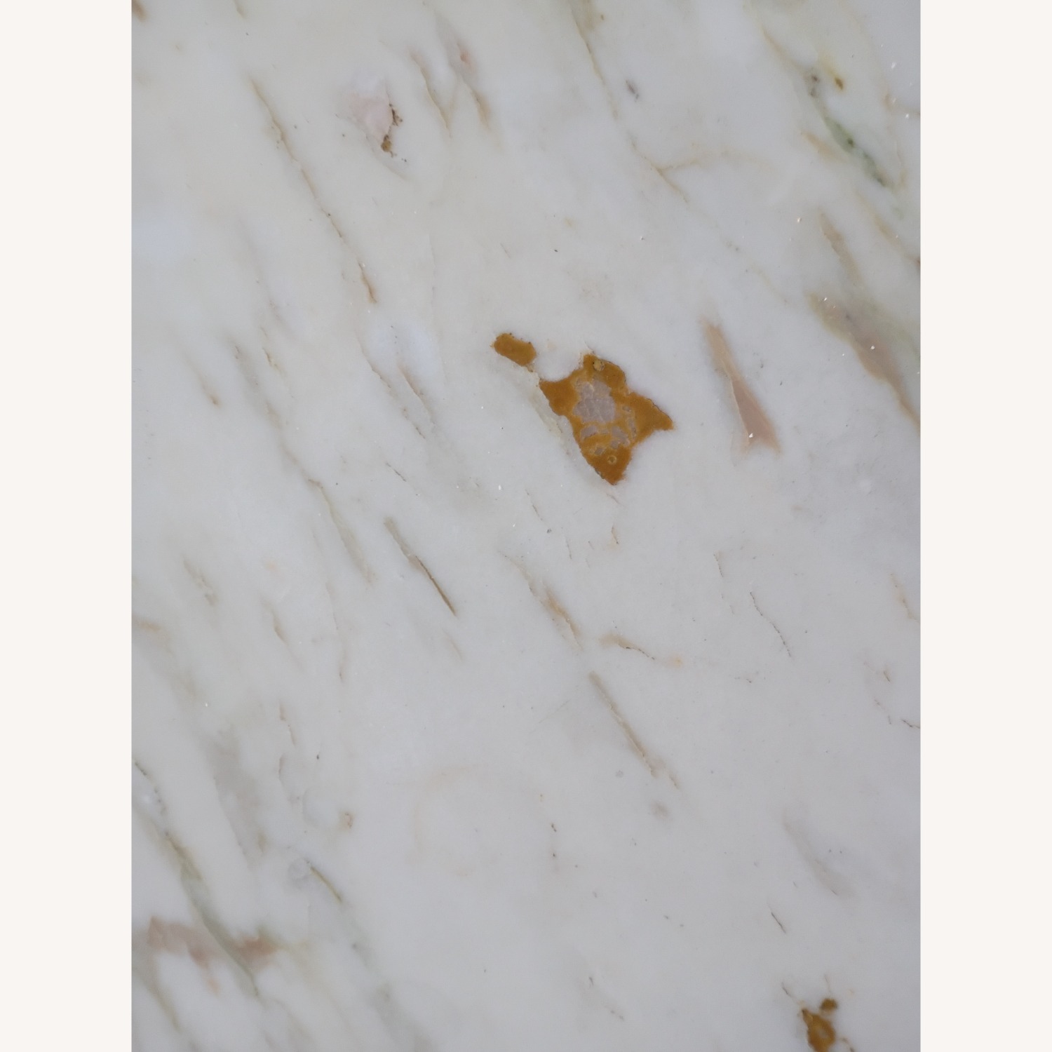 Marble top White Wood Table with Blue Trim - image-4