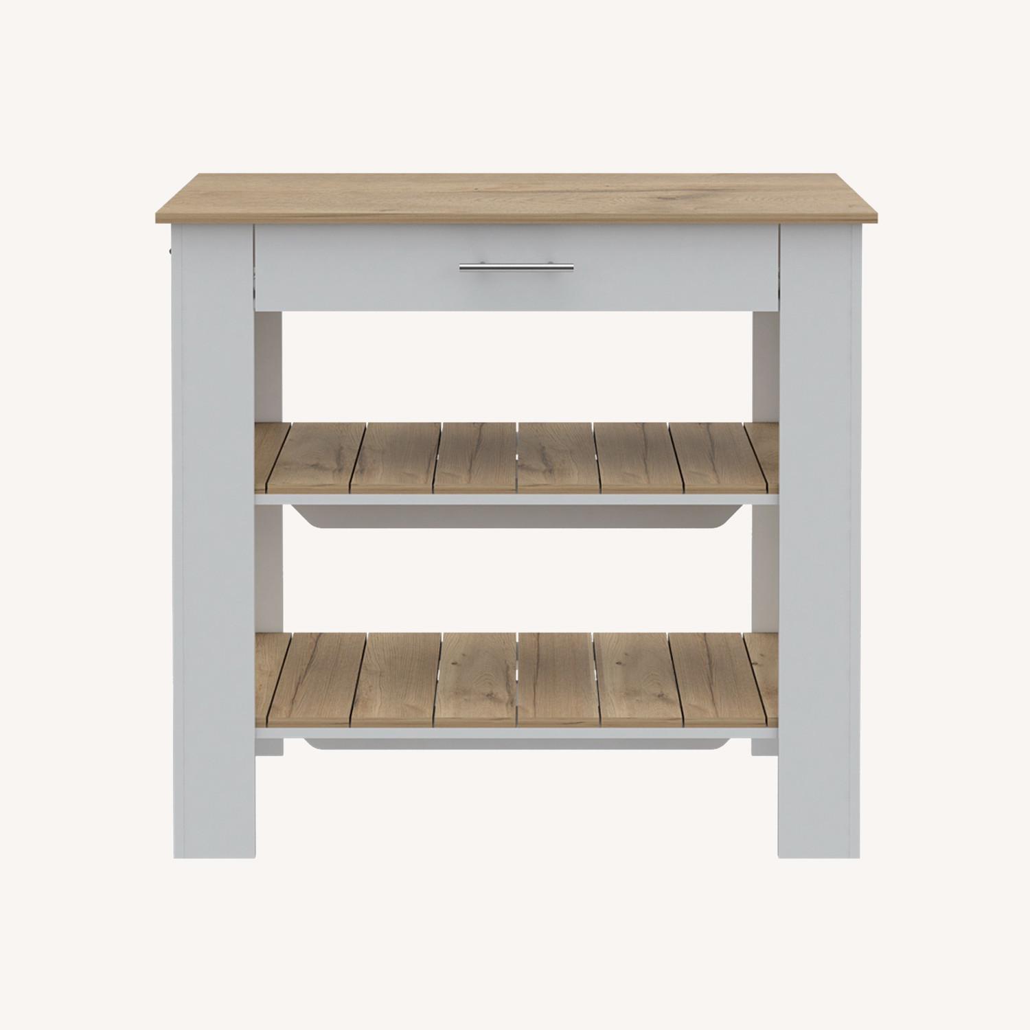 Kitchen Island 40 Inches Dozza, White / Light Oak AptDeco