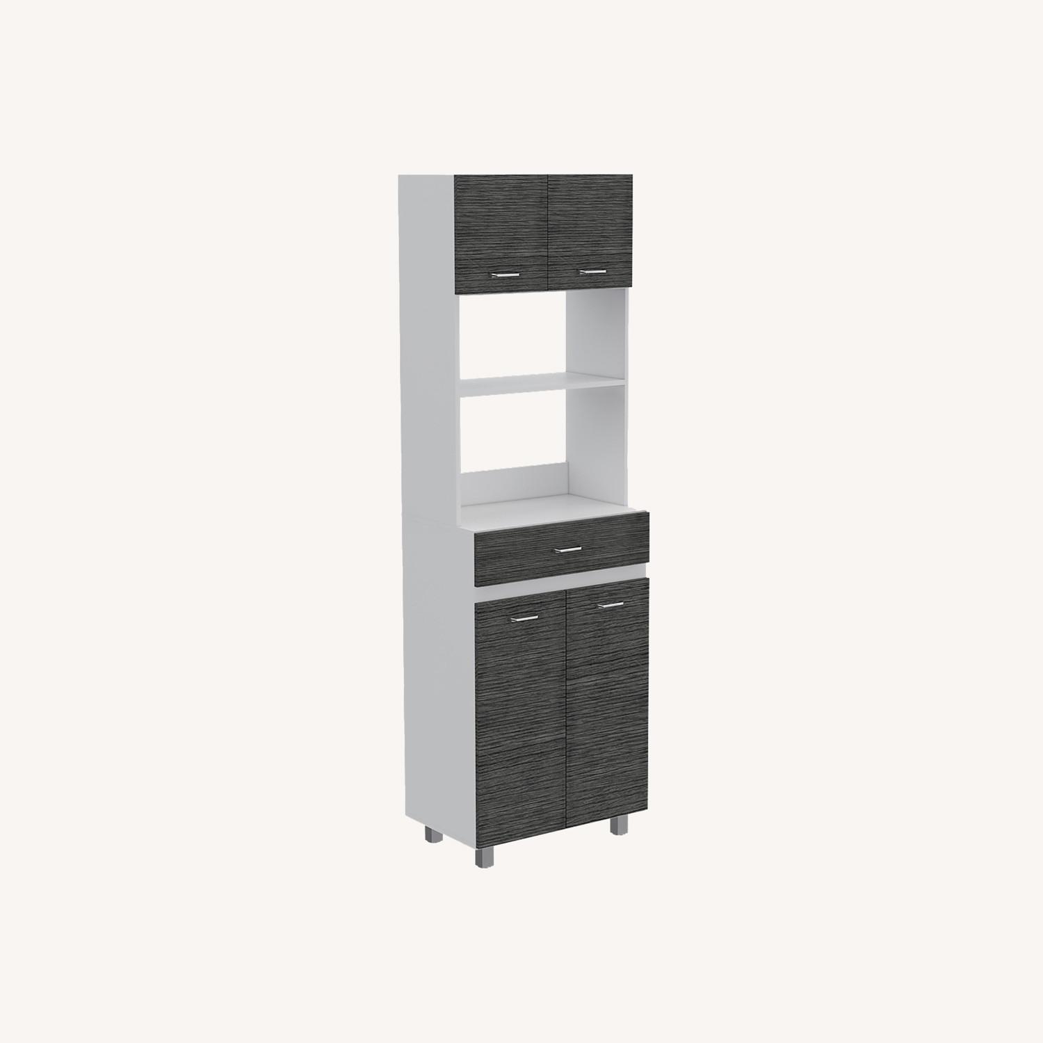Microwave Cabinet Madison, White / Smokey Oak - image-0