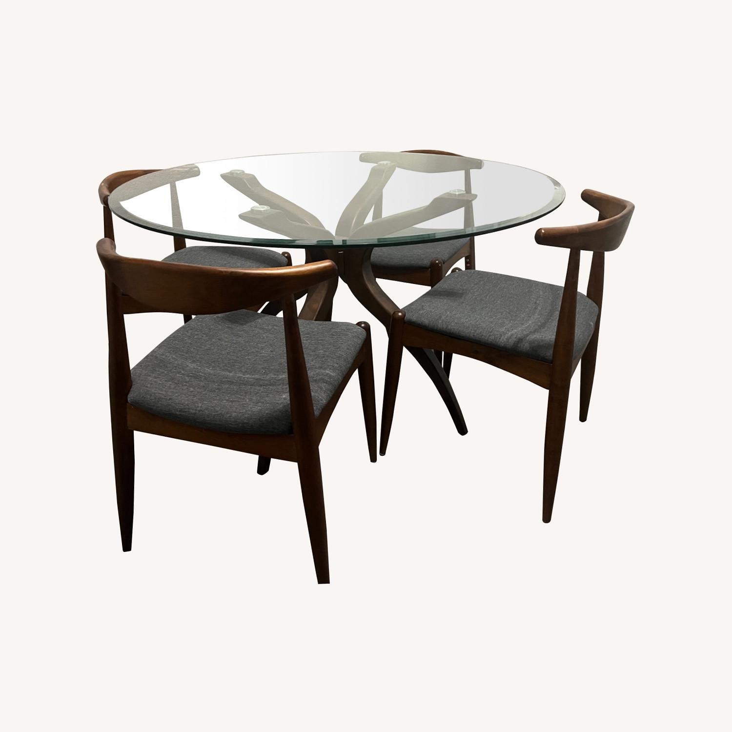Mercury Row Elderton Pedestal Dining Table w 4 Chairs - image-0