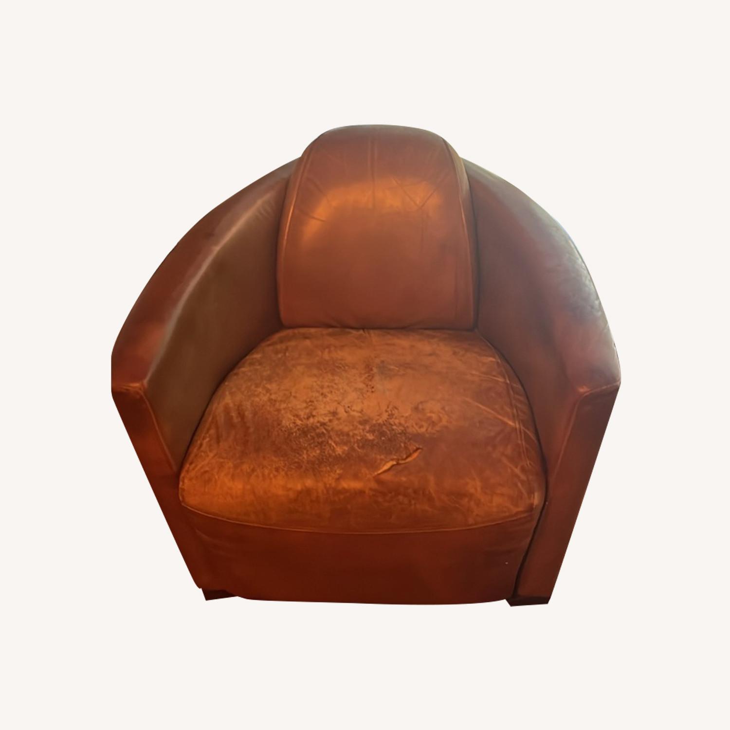 Restoration Hardware Leather Rocket Chair - image-0