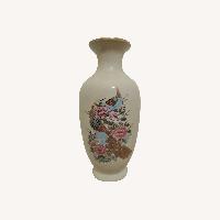 Ceramic Vase Peacock Floral Design - Made in Japan