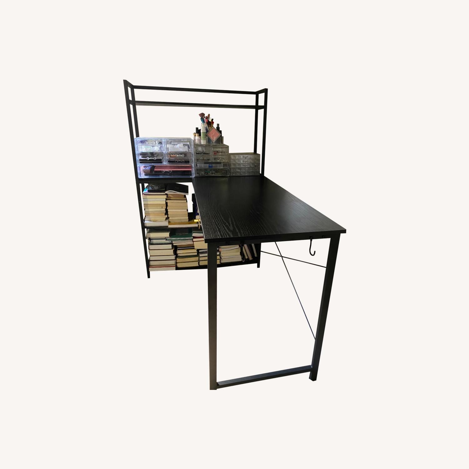 Black Desk With Shelves - image-0