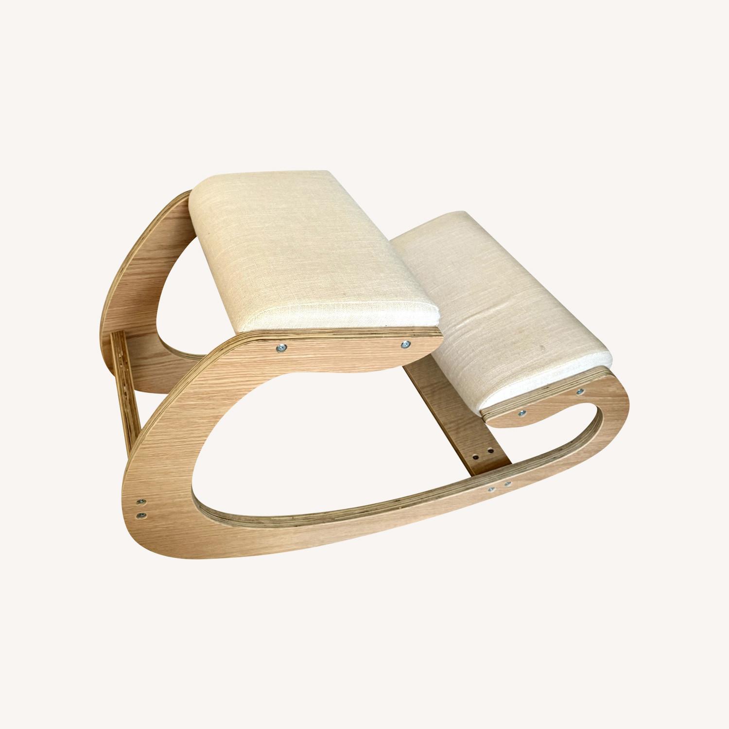 V Shape Rocking Chair VEVOR Ergonomic Linen/Wood Rocking Chair - AptDeco