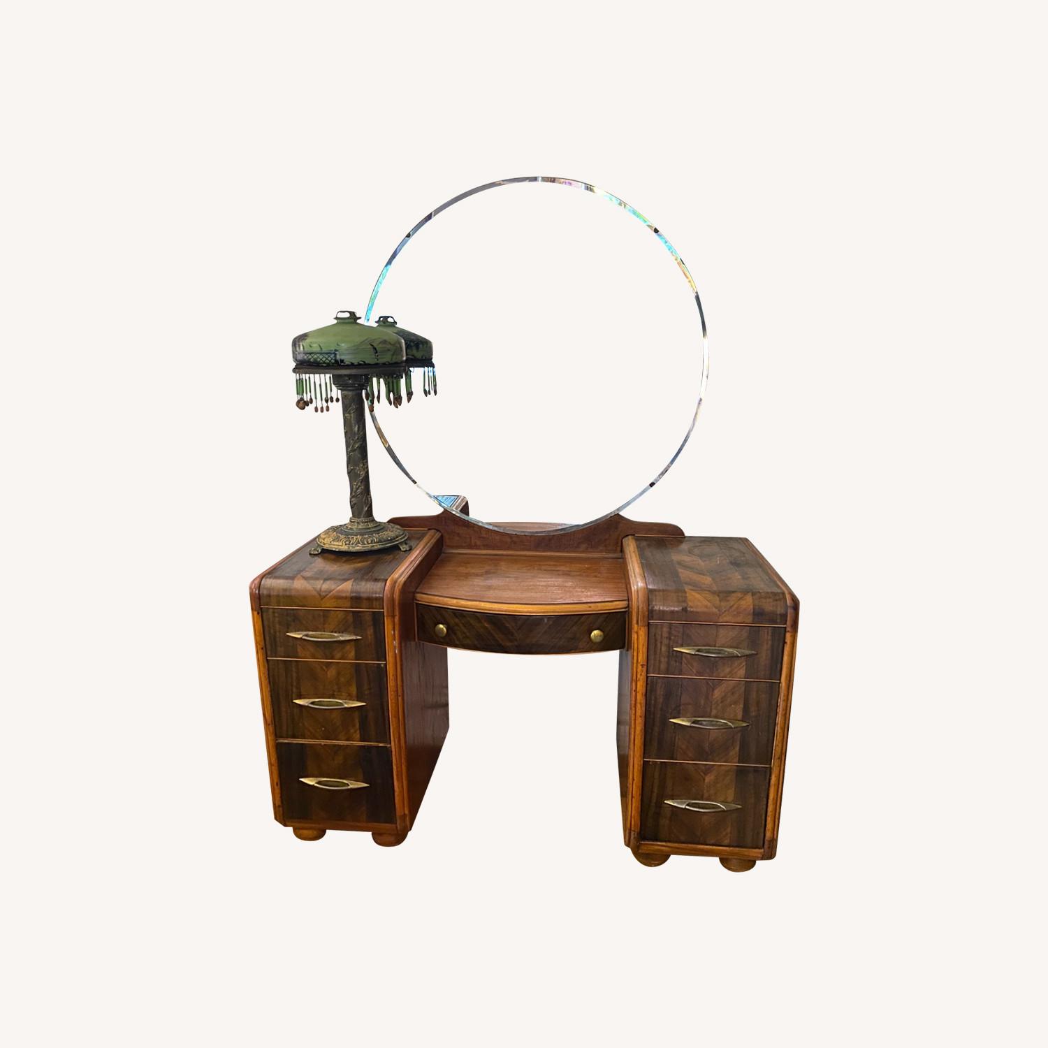 Antique Vanity with Round Mirror - image-0