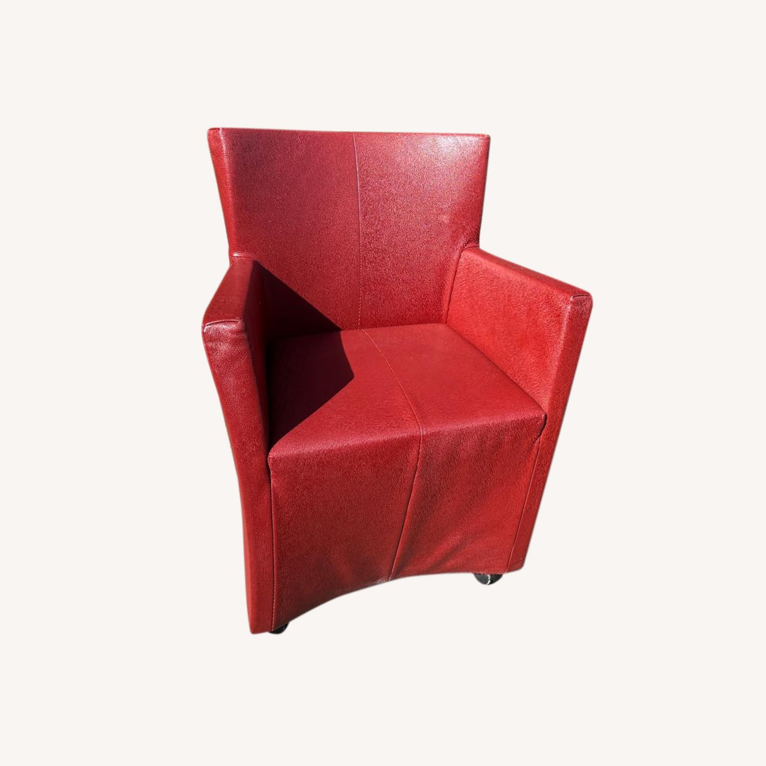 Cassina Leather Chair with Wheels - image-0