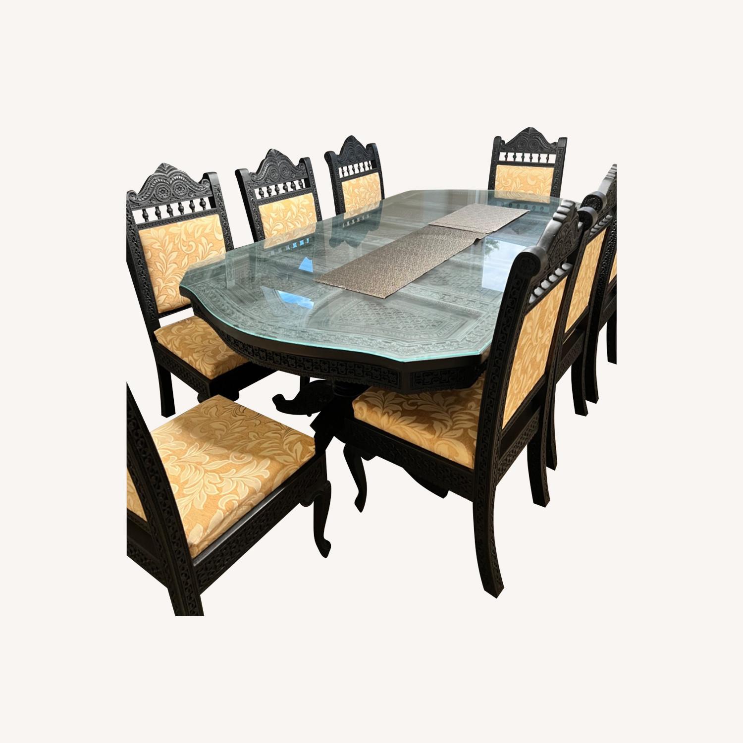 Custom Hand Carved Teakwood Dining Set - image-0