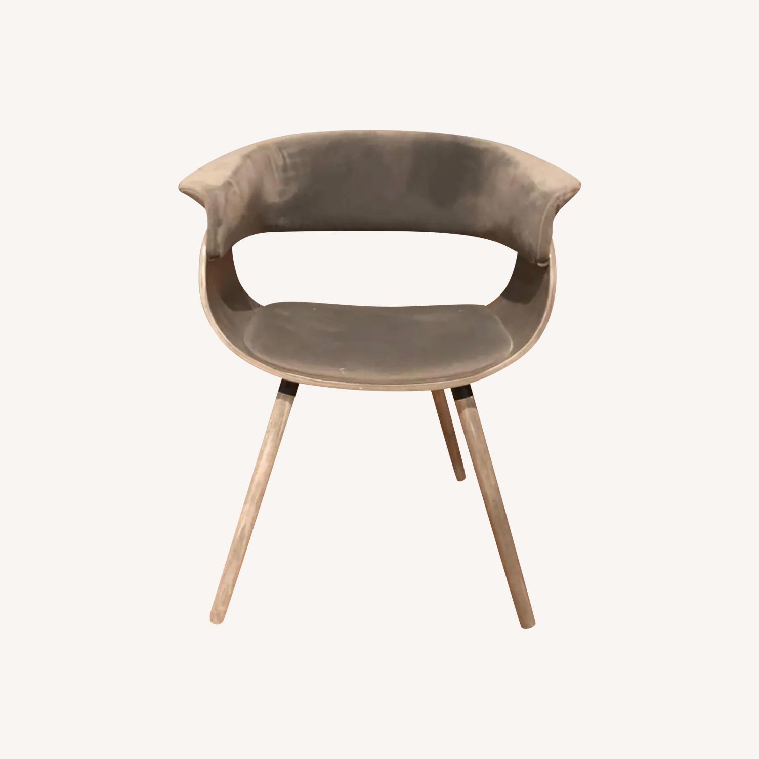 Fabric & Wood Accent Chair, Light Grey - image-0