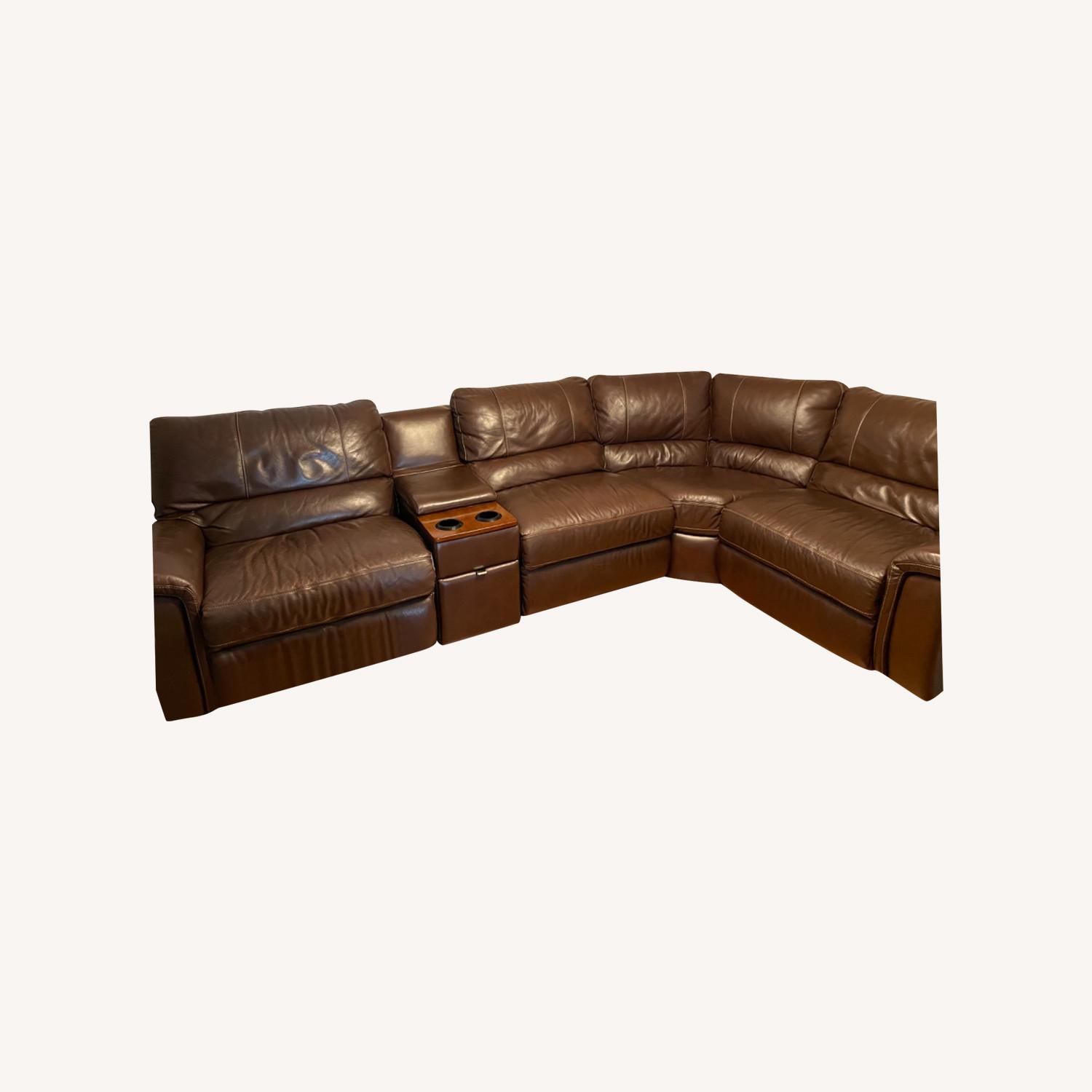 LaZBoy Brown Leather Sectional AptDeco