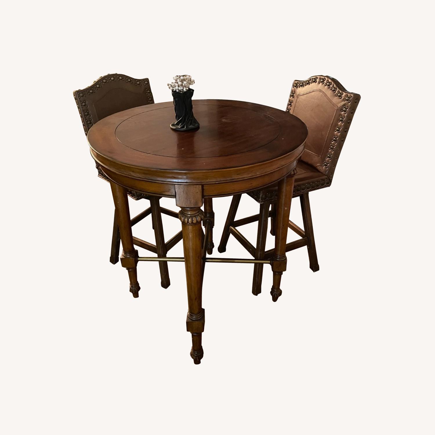 Circular Dining Room Wood Table + 4 Chairs - image-0