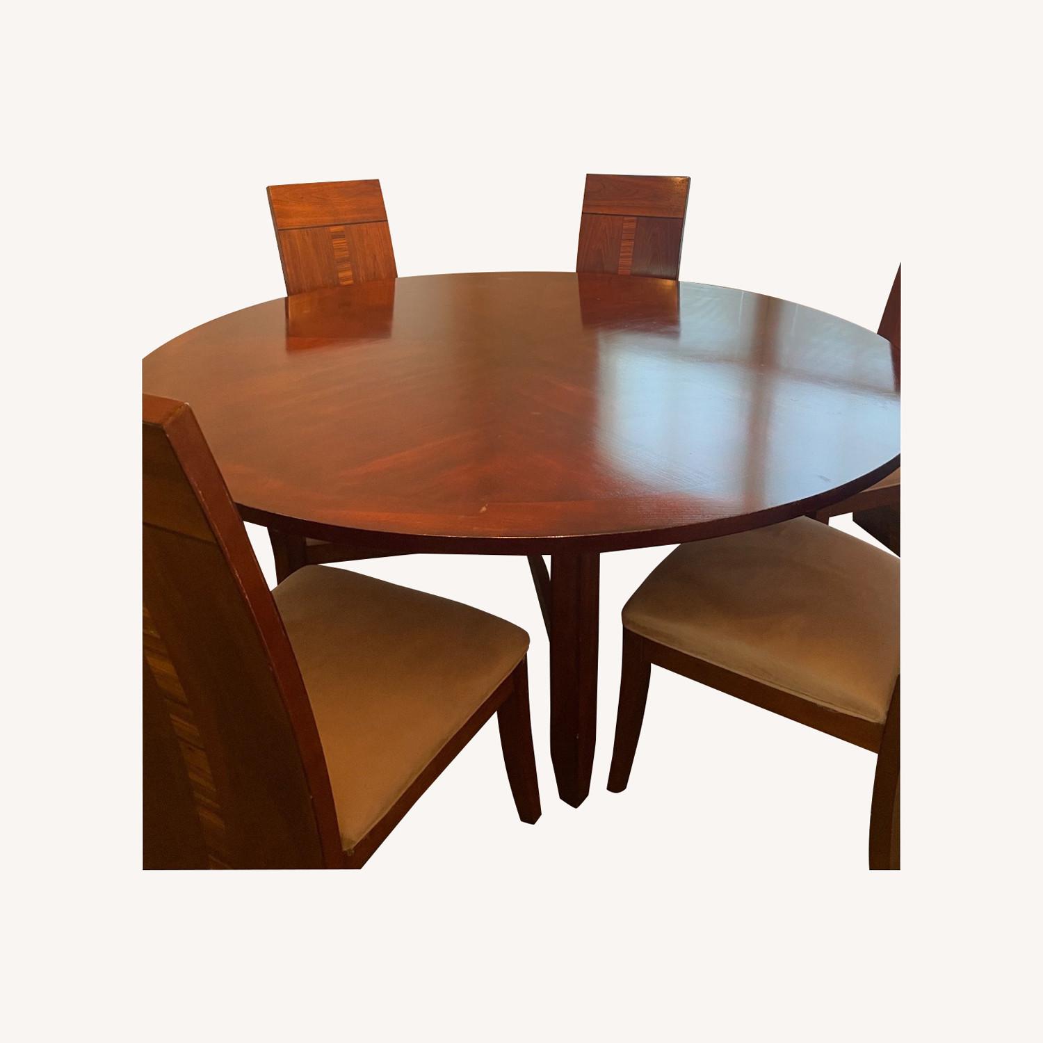 Ashley 72 Round Wood Dining Set with 6 High Back Chairs AptDeco