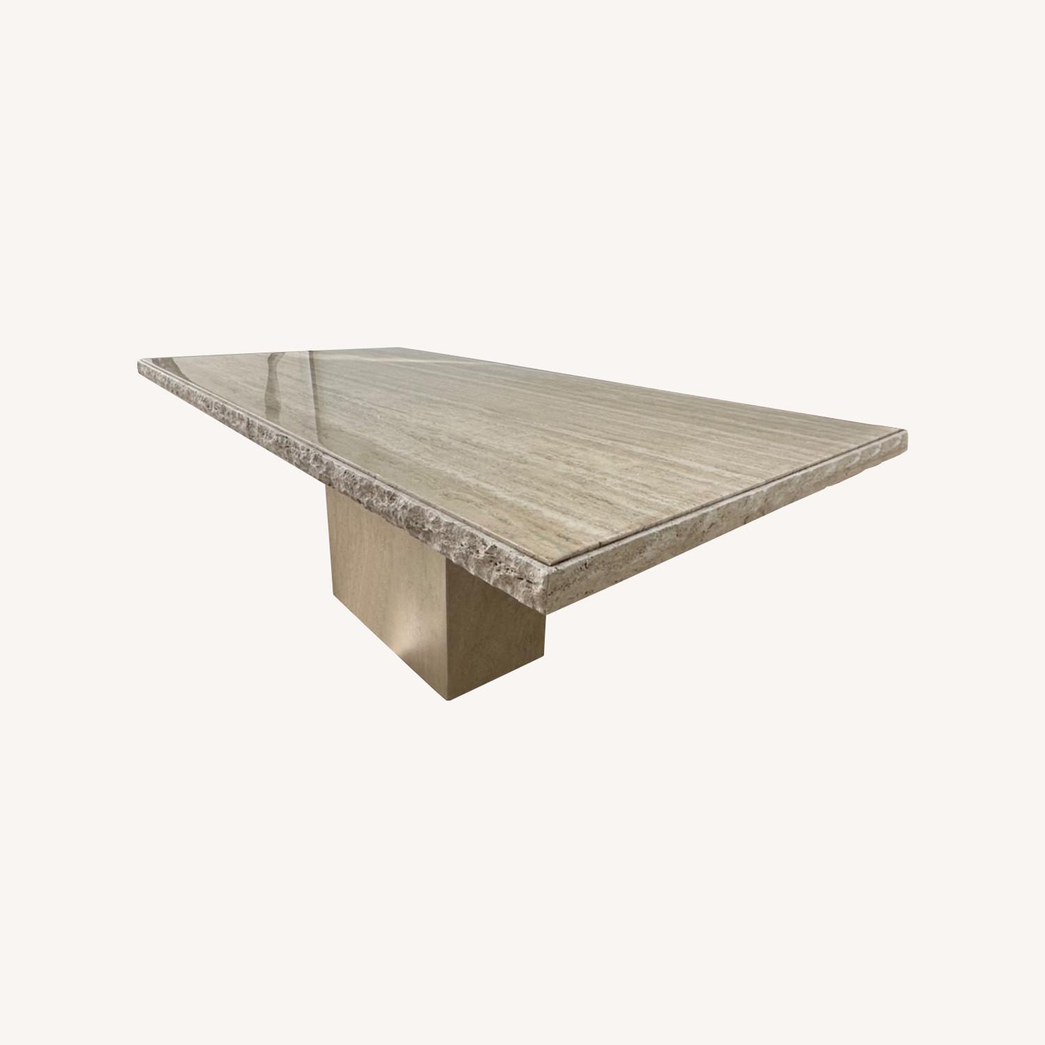 Large Italian Marble Travertine Dining Table - image-0