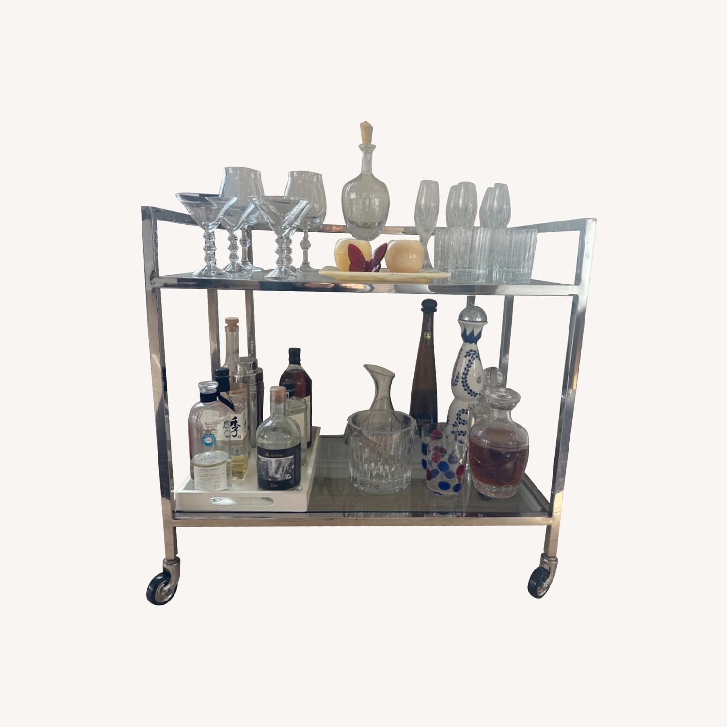 Ralph Lauren Glass and Silver Bar Cart - image-0