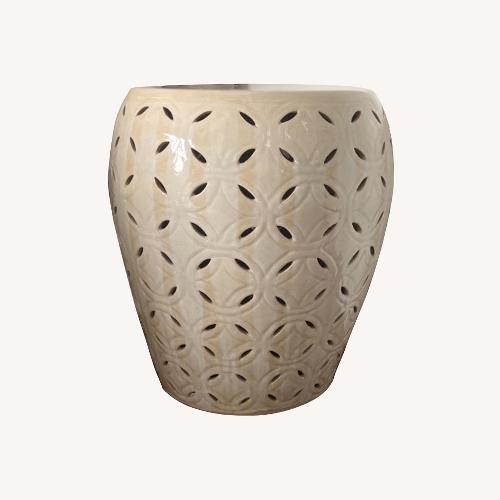 Used Neutral Cement Side Table Stool for sale on AptDeco
